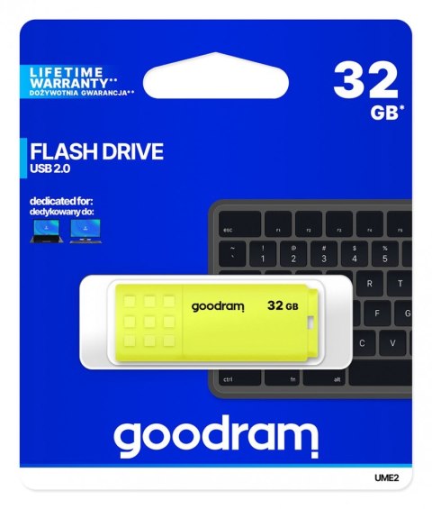 Pendrive UME2 32GB USB 2.0 Żółty GOODRAM