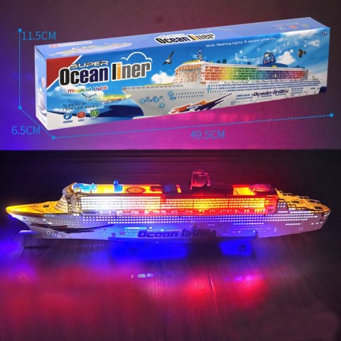 Statek Pasażerski Wycieczkowy Jeżdżący Światła Dźwięki LEAN Toys