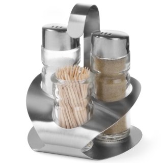 Zestaw do przypraw ze stali nierdzewnej sól pieprz wykałaczki - Hendi 465325 Hendi