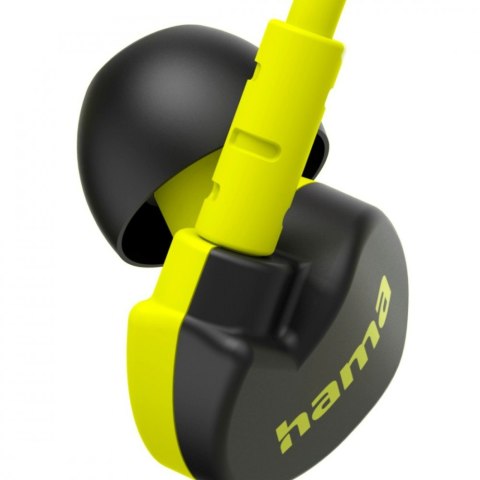 Słuchawki Freedom Athletics II dokanałowe z mikfrofonem żółte Hama