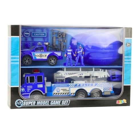 Duży Zestaw Policyjny Wóz Figurki Kask Dla Dziecka Niebieski LEAN Toys