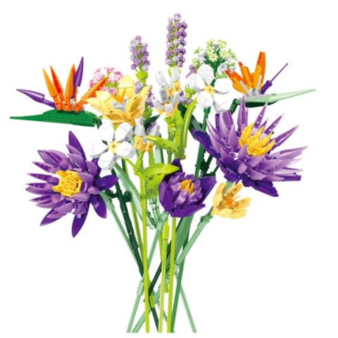 Klocki Konstrukcyjne Bukiet Kwiaty Tropikalne 890 el. LEAN Toys