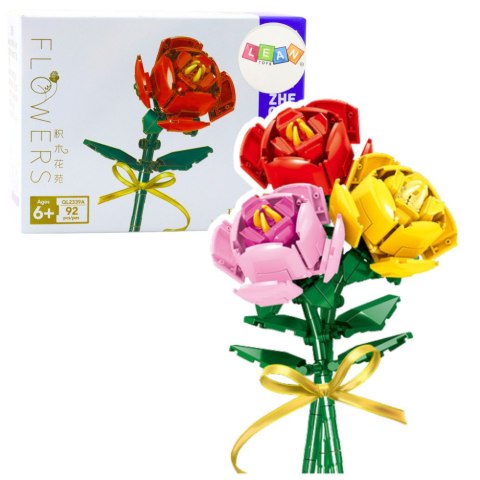 Klocki Konstrukcyjne Róża Z Kokardą Czerwona 92 el. LEAN Toys