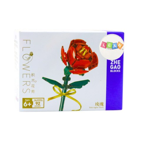 Klocki Konstrukcyjne Róża Z Kokardą Czerwona 92 el. LEAN Toys
