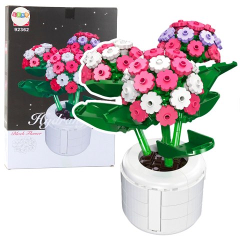 Klocki Konstrukcyjne Różowa Hortensja W Doniczce 342 el. LEAN Toys