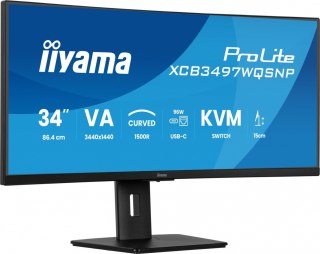 Monitor 34 cali XCB3497WQSNP-B1 VA,UWQHD,1500R,USB-cDock,KVM,95W, 2xHDMI, 1xDP, RJ45,2x5W,21:9 /5y/ IIYAMA