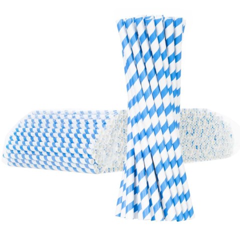 Słomki papierowe BIO ekologiczne PAPER STRAWS 6/205mm - biało-niebieskie 500szt. GSG24