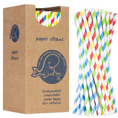 Słomki papierowe BIO ekologiczne PAPER STRAWS 6/205mm - mix 250szt. GSG24