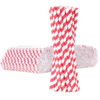 Słomki papierowe BIO ekologiczne PAPER STRAWS grube 8/205mm - biało-czerwone 500szt. GSG24