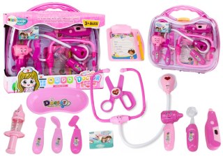 Zestaw Medyczny Małego Doktora W Walizce Światła Dźwięki Różowy LEAN Toys