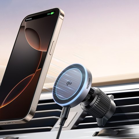 Uchwyt samochodowy z ładowarką bezprzewodową na kratkę MagSafe Qi2 - czarny UGREEN