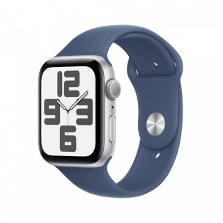 Watch SE GPS, koperta 44 mm z aluminium w kolorze srebrnym z paskiem sportowym w kolorze denim - rozmiar S/M Apple