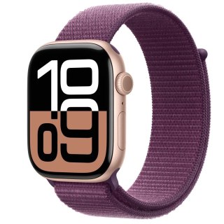 Watch Series 10 GPS, koperta 46 mm z aluminium w kolorze różowego złota z opaską sportową w kolorze dojrzałej śliwki Apple
