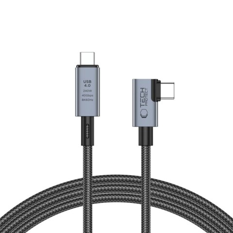 Kabel przewód kątowy i prosty USB-C 4.0 PD 240W 8K 40Gbps 1.5m - szary Tech-Protect