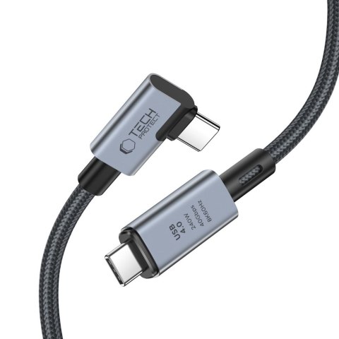 Kabel przewód kątowy i prosty USB-C 4.0 PD 240W 8K 40Gbps 1.5m - szary Tech-Protect