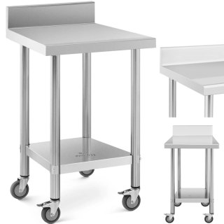 Stół blat roboczy na kółkach z rantem 2 poziomy 60 x 60 cm STAL do 120 kg Royal Catering