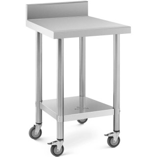 Stół blat roboczy na kółkach z rantem 2 poziomy 60 x 60 cm STAL do 120 kg Royal Catering