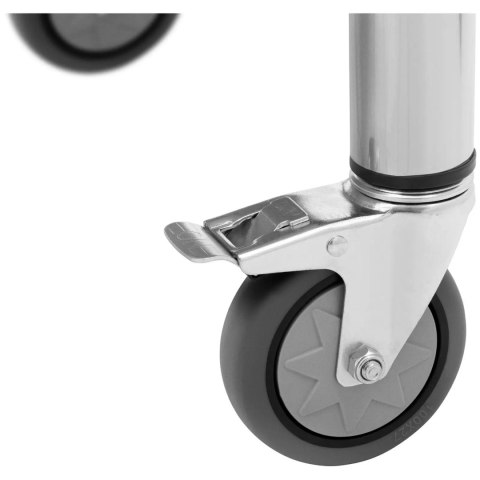 Stół blat roboczy na kółkach z rantem 2 poziomy 60 x 60 cm STAL do 120 kg Royal Catering