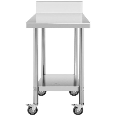 Stół blat roboczy na kółkach z rantem 2 poziomy 60 x 60 cm STAL do 120 kg Royal Catering