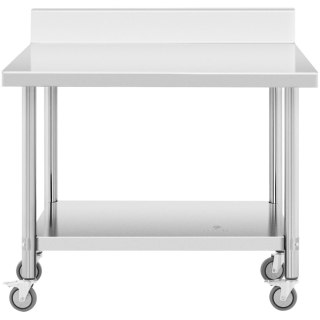 Stół blat roboczy przyścienny z rantem na kółkach 1 półka 100 x 60 cm do 155 kg Royal Catering