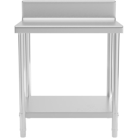 Stół blat roboczy stalowy nierdzewny przyścienny z rantem i półką 80x60cm Royal Catering