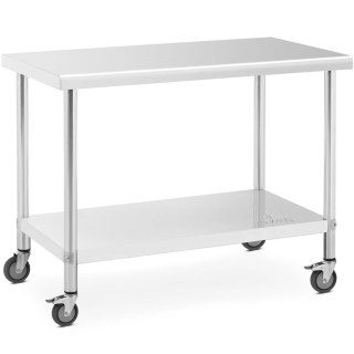 Stół metalowy gastronomiczny na kółkach z półką STAL 60 x 120 cm Royal Catering