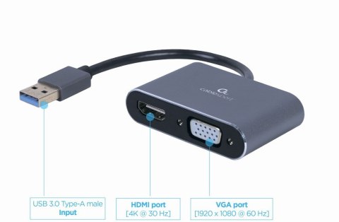 Adapter USB 3.0 to HDMI VGA D-SUB Gembird