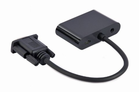 Konwerter sygnału VGA do HDMI + VGA czarny, 15 cm Gembird