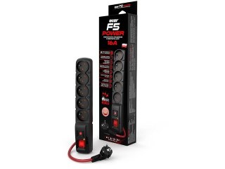 Listwa zasilająca F5 Power 10m 16A (5 gniazd) czarna Acar