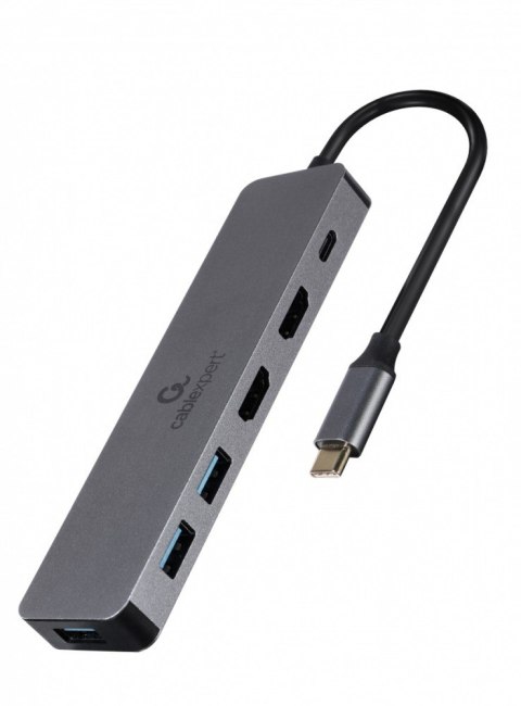 Adapter USB-C Hub USB-C PD HDMI x2 USB 3.0x3 Gembird