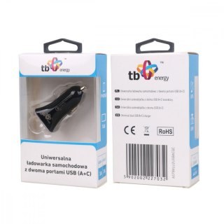 Ładowarka samochodowa uniwersalna USB A+C QC TB