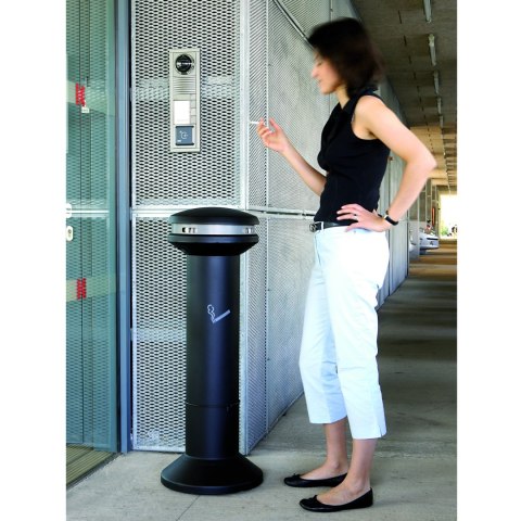 Popielniczka wolnostojąca zewnętrzna czarna z pojemnikiem 15L Rubbermaid