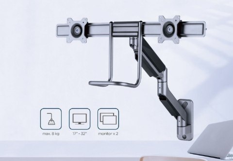 Uchwyt ścienny na 2 monitory 17-32 cali 8kg Gembird