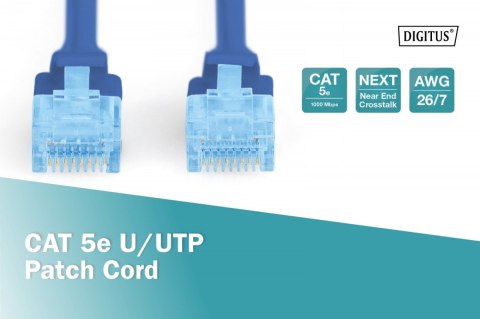 Patch cord U/UTP kat.5e PVC 3m niebieski Digitus