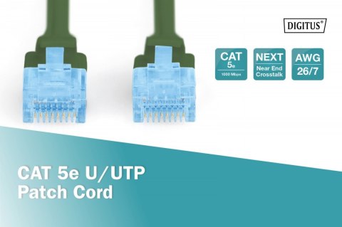 Patch cord U/UTP kat.5e PVC 3m zielony Digitus