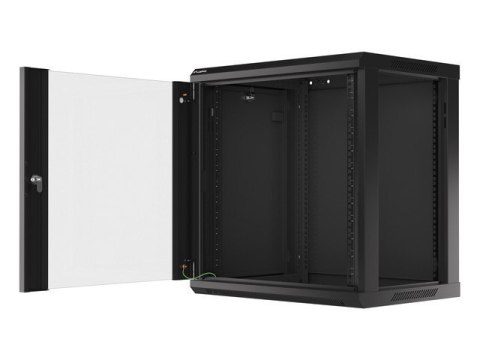 Szafa instalacyjna wisząca 19 12U 600X450mm czarna (drzwi szklane) Lanberg
