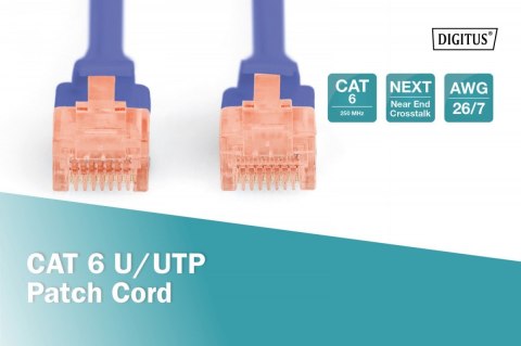 Patch cord U/UTP kat.6 PVC 5m niebieski Digitus