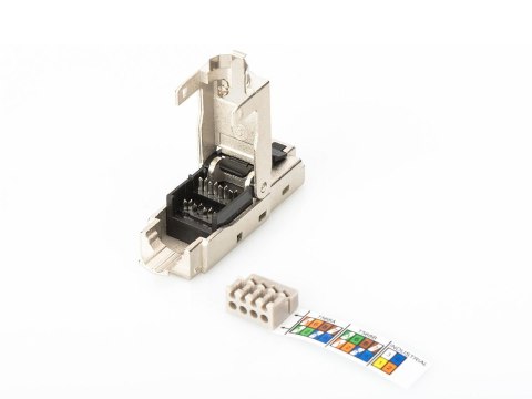 Wtyk modularny RJ45 kat.6A, PoE+, 10GbE, STP, ekranowany, metalowy, beznarzędziowy, AWG 27-22, zaślepka Digitus