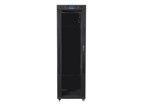 Szafa instalacyjna rack stojąca 19 42U 600x800 czarna, drzwi szklane lcd (Flat pack) Lanberg