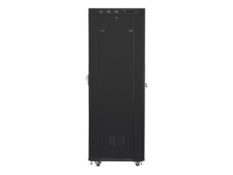 Szafa instalacyjna rack stojąca 19 42U 600x800 czarna, drzwi szklane lcd (Flat pack) Lanberg