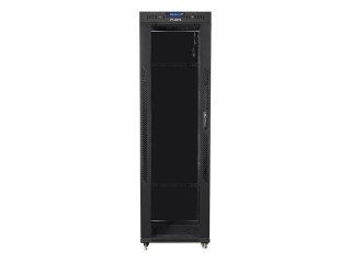 Szafa instalacyjna rack stojąca 19 42u 600x600 czarna, drzwi szklane lcd (Flat pack) Lanberg