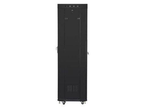 Szafa instalacyjna rack stojąca 19 42u 600x600 czarna, drzwi szklane lcd (Flat pack) Lanberg