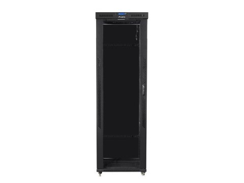 Szafa instalacyjna rack stojąca 19 47U 800x1000 czarna, drzwi szklane LCD (Flat pack) Lanberg