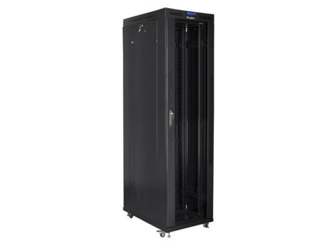 Szafa instalacyjna rack stojąca 19 47U 800x1000 czarna, drzwi szklane LCD (Flat pack) Lanberg