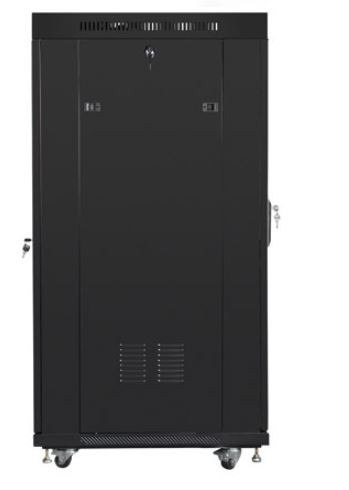 Szafa instalacyjna RACK stojąca 19 cali 37u 800x1000 czarna drzwi szklane LCD (flat pack) Lanberg