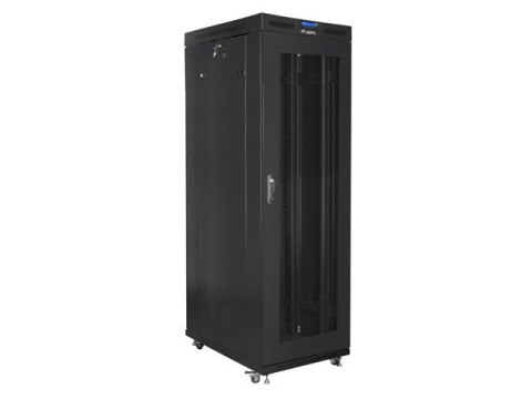 Szafa instalacyjna rack stojąca 19 cali 37U 800x1000 czarna drzwi perforowane LCD ( Flat pack) Lanberg