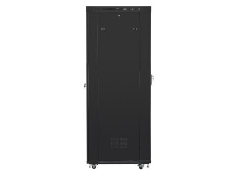 Szafa instalacyjna rack stojąca 19 cali 37U 800x1000 czarna drzwi perforowane LCD ( Flat pack) Lanberg