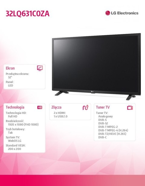 Telewizor LED 32 cale 32LQ631C0ZA LG Electronics