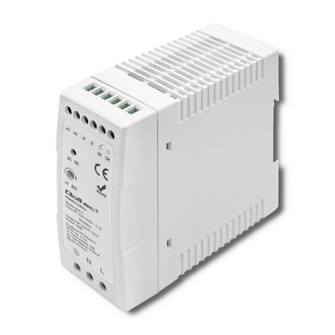 Zasilacz na szynę DIN | 40W | 24V | 1.67A | Biały | Slim Qoltec