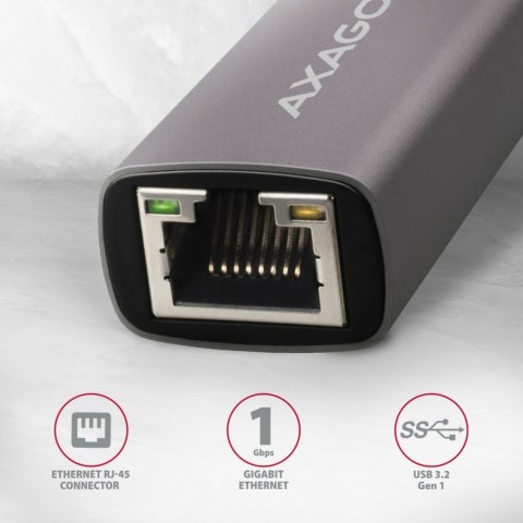 ADE-TRC Karta sieciowa Gigabit Ethernet adapter, USB-C 3.2 Gen 1, instalacja automatyczna, metalowy, tytanowa szarość AXAGON